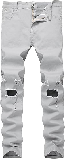 mens light grey ripped jeans