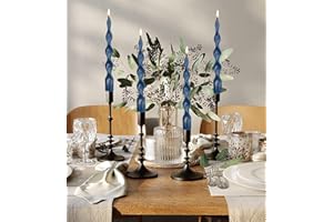 MAITREYA Navy Spiral Taper Candle Soy Wax Unscented Candles Sticks,Elegant Design for Home Decoration Weddings Parties,9.8inch,4pcs,Navy-E