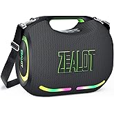 ZEALOT ZE01 Portable Bluettoth Speaker,120W Powerful Loud Stereo Deep Bass Wireless Boombox,Large Speakers for Party Support Dual Pairing/AUX/USB/TF Card/EQ/40H Playtime/Led Light Ideal for Camping