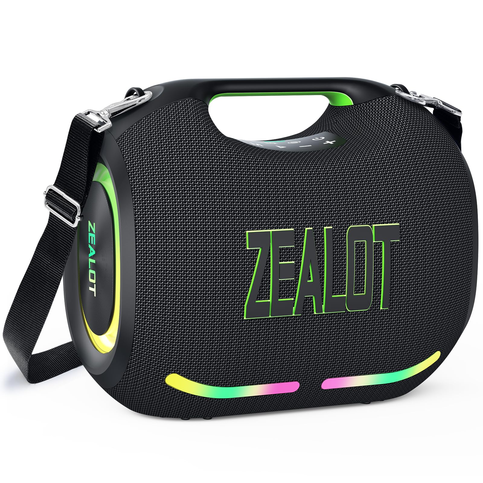 ZEALOT Tragbarer Bluetooth Lautsprecher,150W Peak,BassUp Technologie,120W Stereo Sound,RGB-Lichter,BT 5.3,USB-C,24000 mAh,IPX6 wasserdicht,Lautsprecher für Camping,Strand,Partys