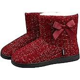 BUGUKI Slipper Boots Women Knit Plush Lining Winter House Shoes Memory Foam Indoor Outdoor