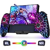 NinABXY Hall Effect Joystick Controller for Nintendo Switch/OLED, Wireless One-Piece Handheld Switch Joypad - Macro, Ergonomic Grip, Turbo, Flame Pattern, Christmas Presents for Family/Friends