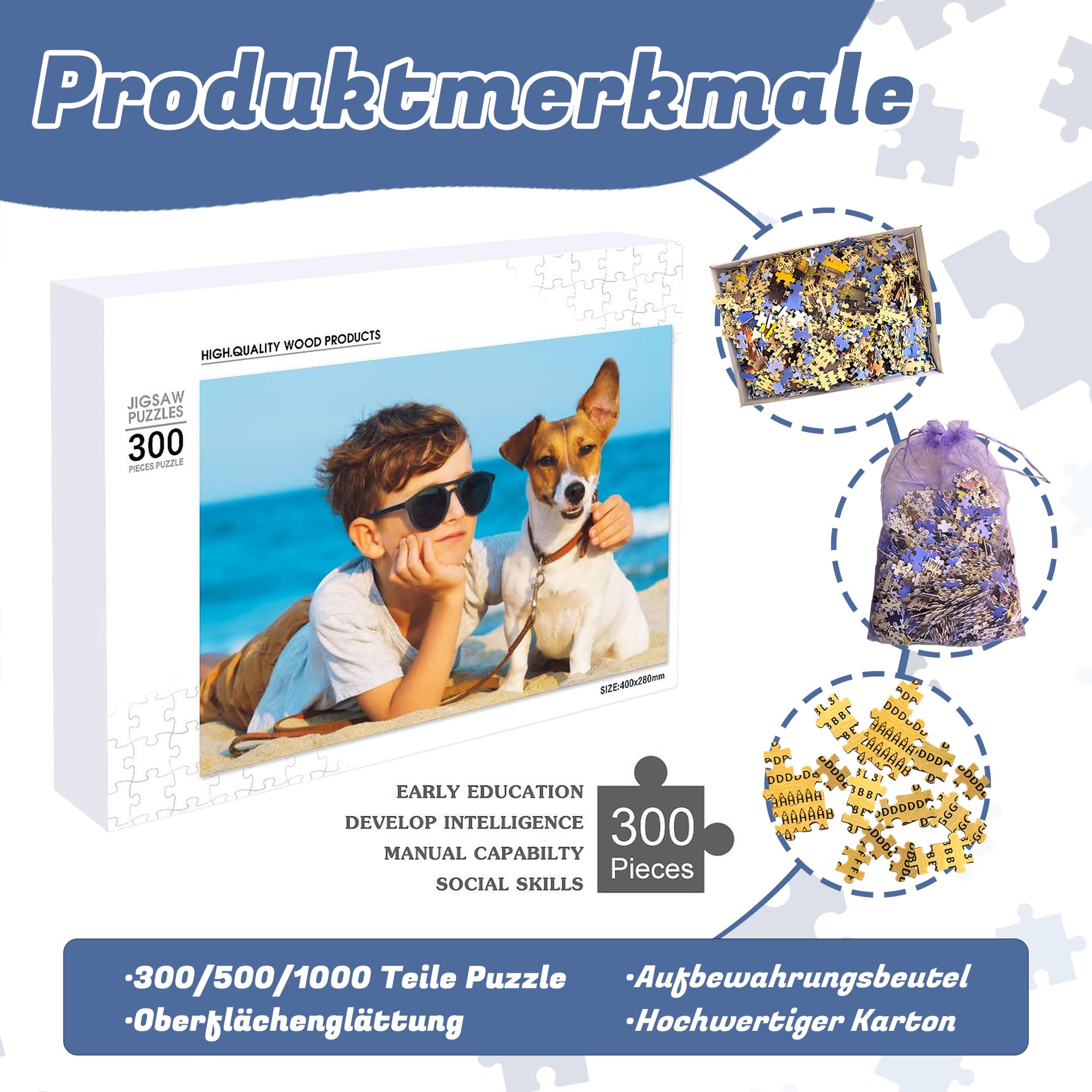 Puzzle Personalisiert Foto selbst gestalten, 300/500/1000 Teile Holzpuzzle mit eigenem Bild, personalisierte Valentinstag, Hochzeitstag Geschenke für Ihn und Sie 3