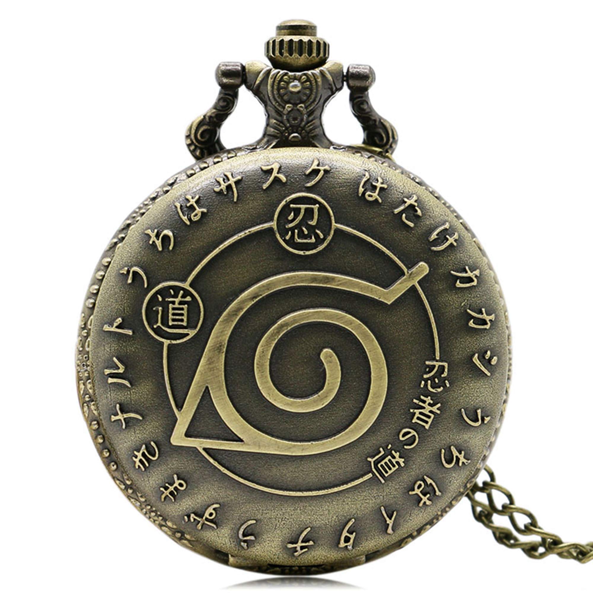 CokinkiDs Anime Pocket Watch Bronze Naruto Quartz Pocket Watch Necklace Comics Copper Women Men Kids Gift