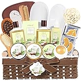 20Pcs Coconut Vanilla Spa Gift Basket for Women & Men, Face Skin Care Set, Bath & Body Set, Self Care Pamper Kit, Comb, Bath Bomb, Birthday, Christmas, Valentines, Mother Day, Anniversary