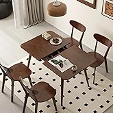 Wayshome 39&rsquo;&rsquo;-55&rsquo;&rsquo; 100% Oak Extendable Dining Table, Solid Wood Folding Kitchen Table, Mid Century Modern Dinner Table for Kitchen, Apartment, Living Room (39''-55'' Walnut)