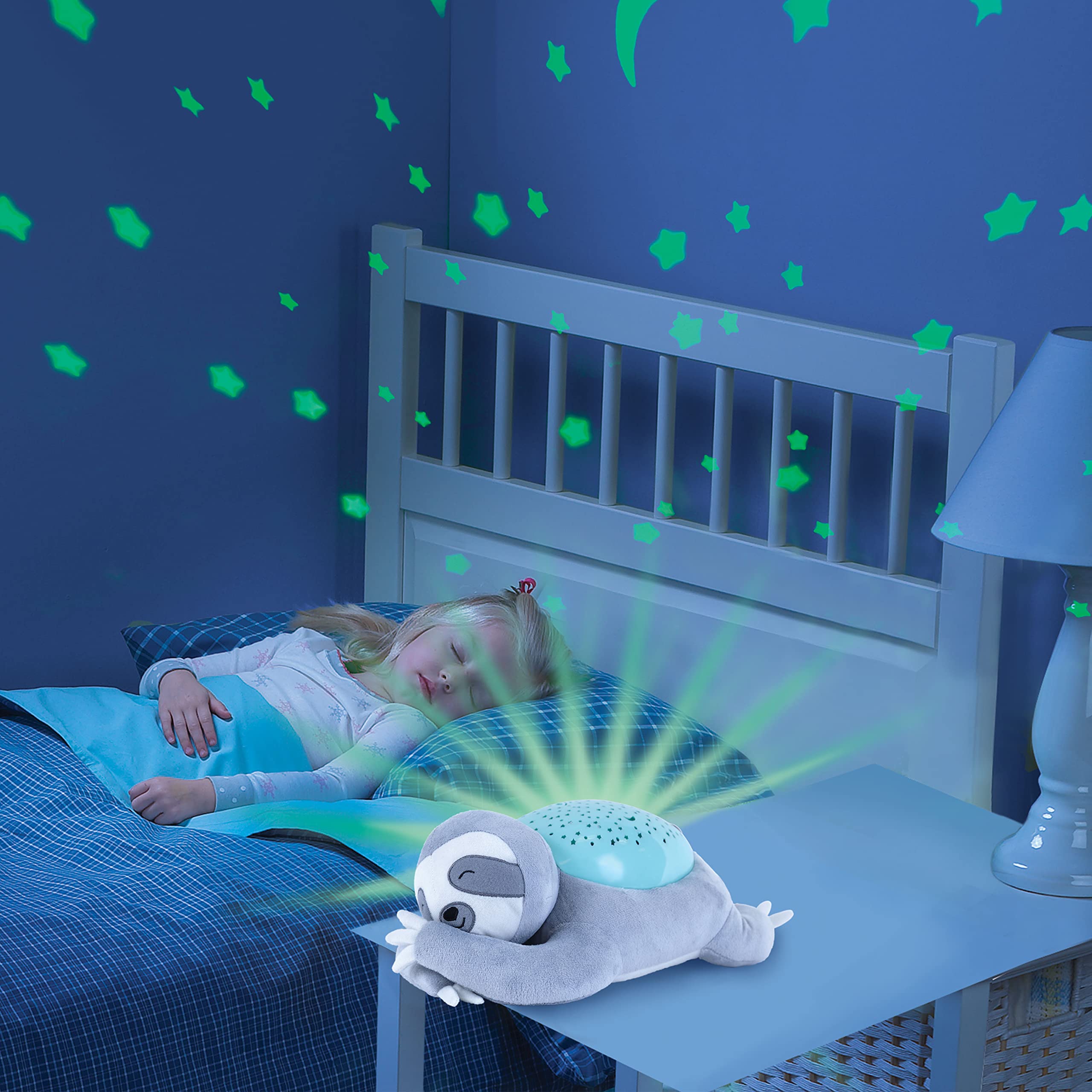 SwaddleMe® Slumber Buddies® Deluxe (Sloth) – Projector Night Light for Kids with Calming Songs, Sounds, and Heartbeat Vibration