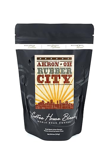 Amazon Com Akron Ohio Skyline And Sunburst Screenprint Style