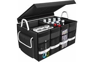 Car Trunk Organizer for SUV, ONATISMAGIN Collapsible Multi Compartments Trunk Storage Organizer, Waterproof Car Storage Organ