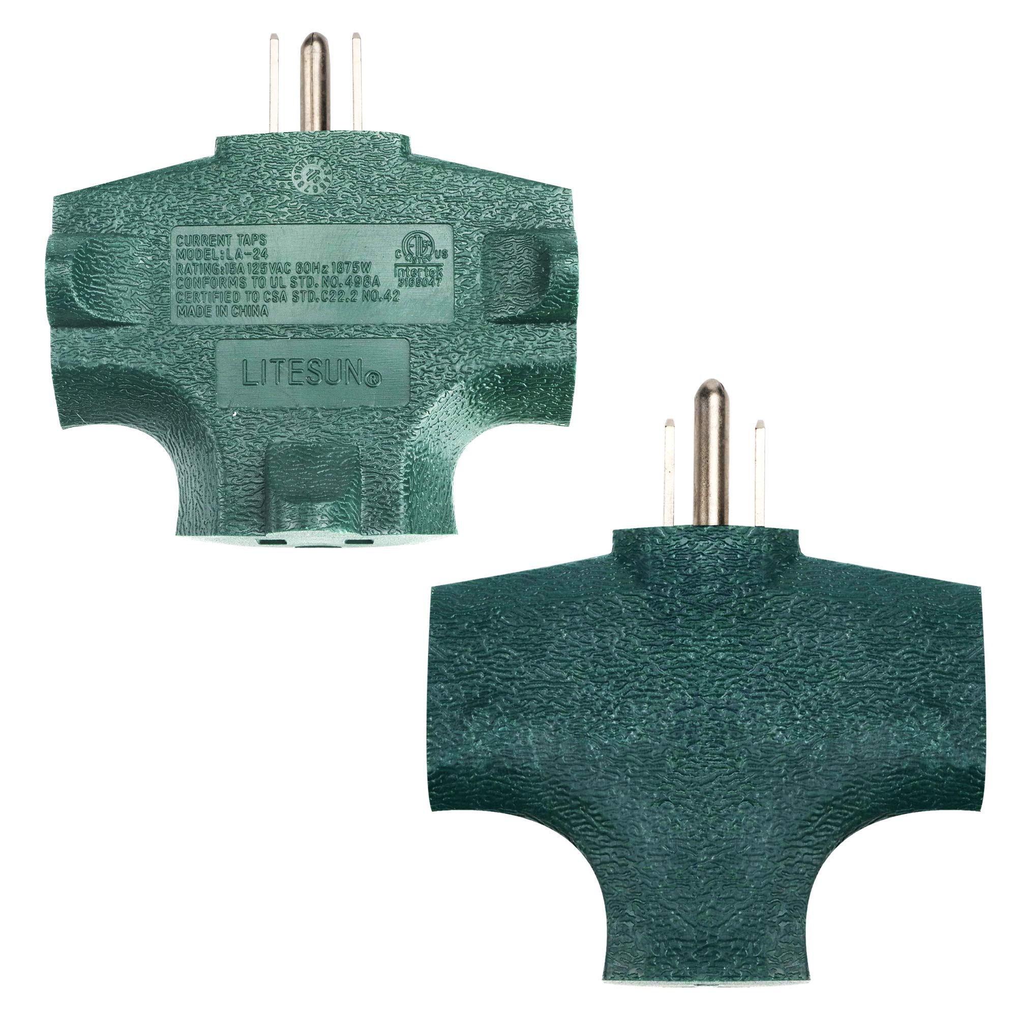 Leopardprintfans Heavy Duty 3 Outlet Adapter, Grounded Multi Outlet Adaptor Wall Plug, Green (Pack of 3)