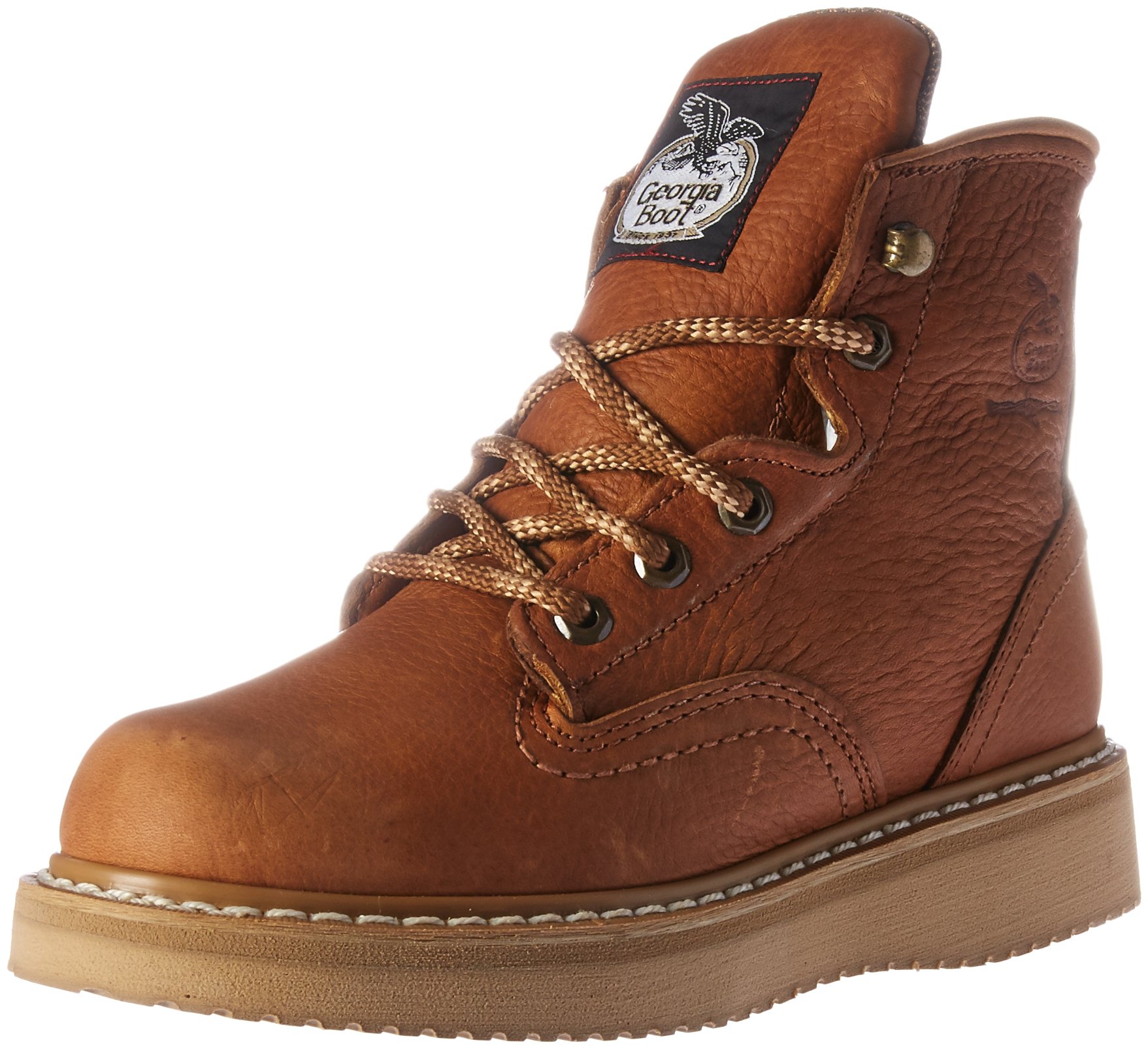 Photo 1 of (used)(damage)(see all images) Georgia Boot Mens G6152 Mns 6" F&R Wedge, Barracuda Gold, 9.5 US