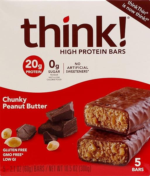 THINK THIN CHUNKY PEANUT BUTTER, 5 BARS