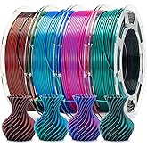 Arrange Lines Silk PLA 3D Printer Filament Bundle, 1.75mm PLA Filament for Most FDM 3D Printer,Dual Color 3D Printing Filament for DIY, Art, Modeling, 200g x 4 Spools