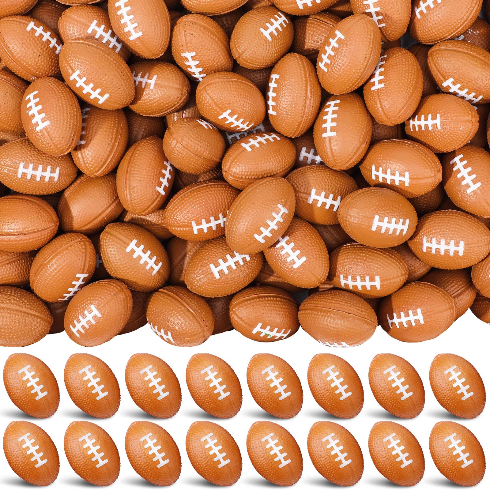 Photo 1 of Jerify 120 Packs Mini Football Stress Ball, 1.46 Inch, PU Foam, Suitable for Parties, School, Rewards