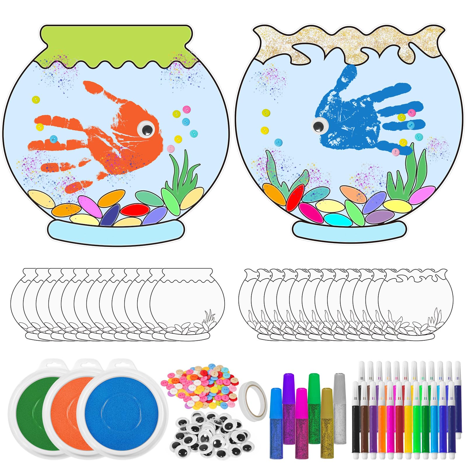 Photo 1 of Cinrobiye 24 Set Happy Grandparents Day Craft Kit Summer Fishbowl Under The Sea Handprint Art Crafts Bulk DIY Ocean Sea Animals Scene Fish for Preschool Classroom Summer Beach Party Activities Supplie