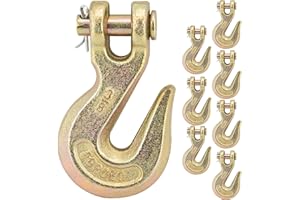 SEUNGCH 3/8" Clevis Grab Hooks (Set of 8) Heavy Duty Chain Hook for Truck Trailer, Grade 70 Chain Forged Alloy Steel Chain Hook for Trailer Truck Transport - 7,500 LBS Capacity