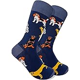 Men's Premium Comfort Dog Socks - Combed Cotton Soft - Featuring German Shepard, Golden Retriever, Dalmation,Beagle, and Doberman Pinscher