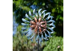 SUNNYGARDEN Wind Spinners Outdoor, Metal Windmill for Yard Decor 70 inch, 3D Garden Wind Spinners with Heavy Duty Steel Stake, Gifts for Family Friends