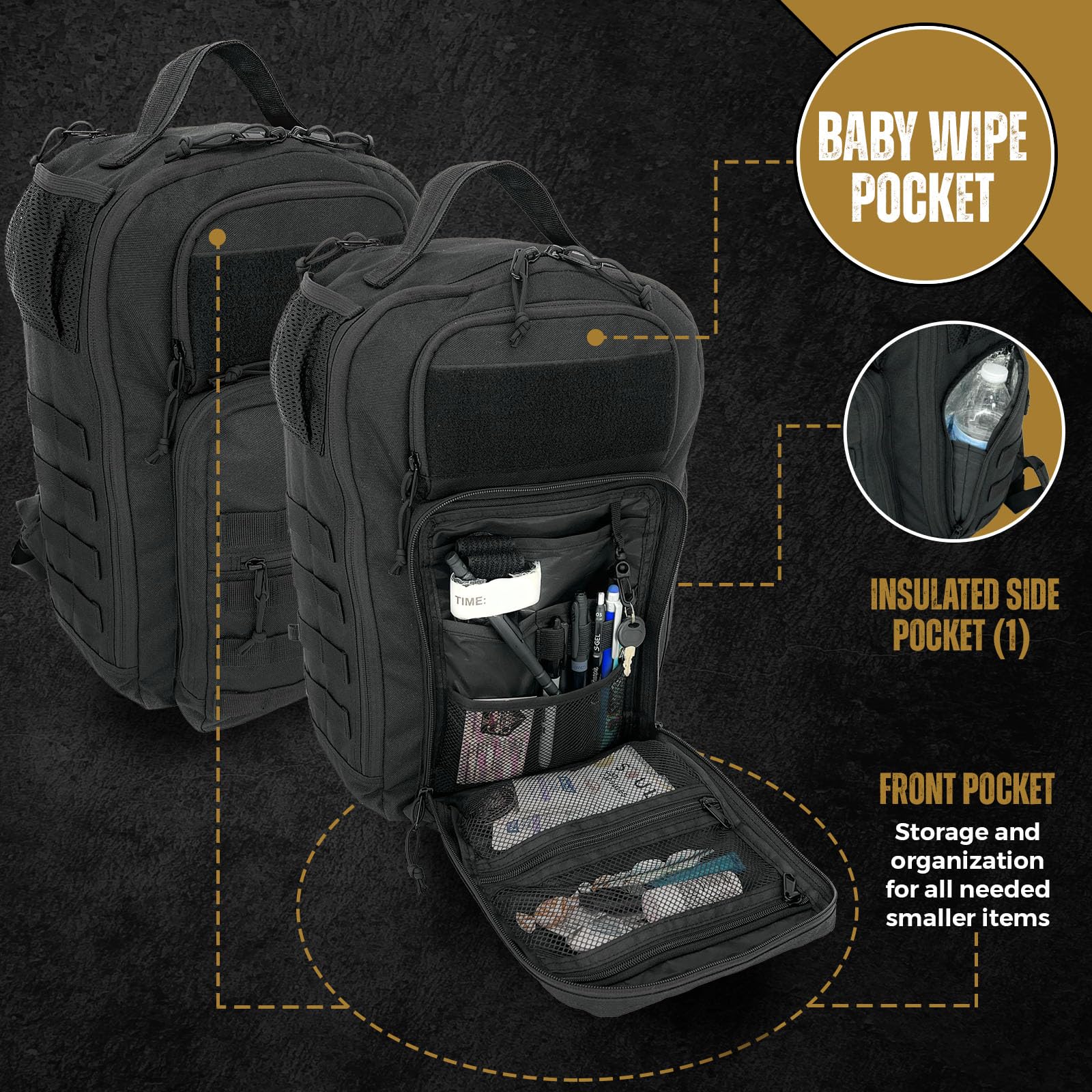HighSpeedDaddy Baby Diaper Backpack - Military-Grade, Waterproof Men's Backpack - Baby Diaper Travel Bag for Dads & Moms