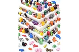 GENERIC 120 Pcs Mini 3D Printed Animal Set,Articulated Flexible Cute Animal Toys for Christmas,New Year,Birthday Gifts and Office Desktop Decoration(Sizes Vary, Styles Shipped Randomly)