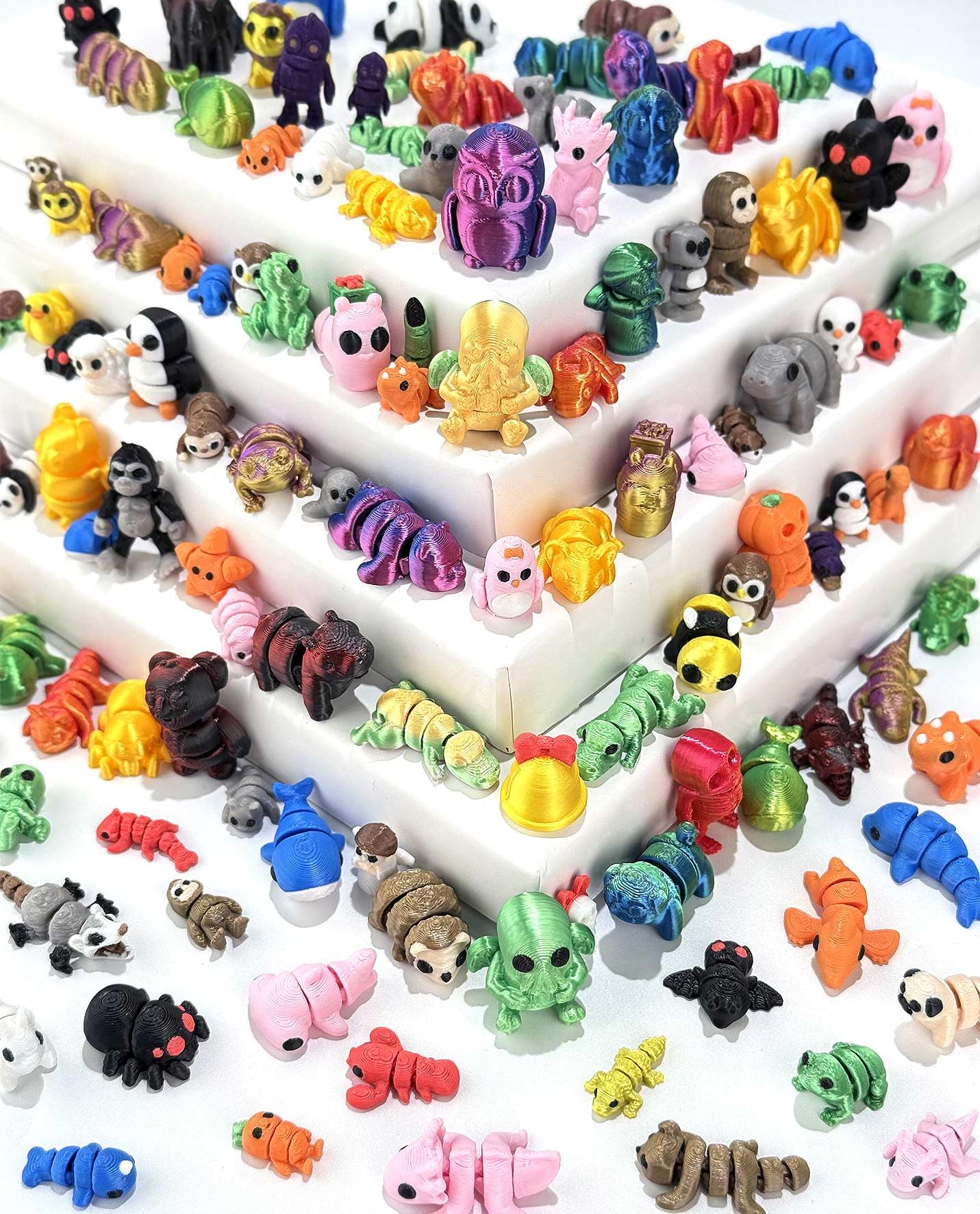 120 Pcs Mini 3D Printed Animal Set,Articulated Flexible Cute Animal Toys for Christmas,New Year,Birthday Gifts(Sizes Vary, Styles Shipped Randomly)