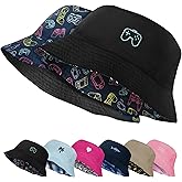 HONGTEYA Kids Sun Hat UPF 50+ Double Side Bucket Hats for Boys Girls Summer Sun Protection Wide Brim Unisex Beach Outdoor