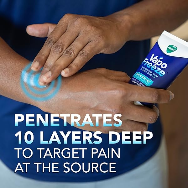 VICKS VAPOFREEZE TOPICAL PAIN CREAM 3.0OZ, MAXIMUM STRENGTH MENTHOL+ FOR MUSCLE PAIN RELIEF, JOINT PAIN RELIEF, KNEE PAIN RELIEF, BACK PAIN RELIEF, CREAM FOR PAIN RELIEF, TOPICAL PAIN RELIEF