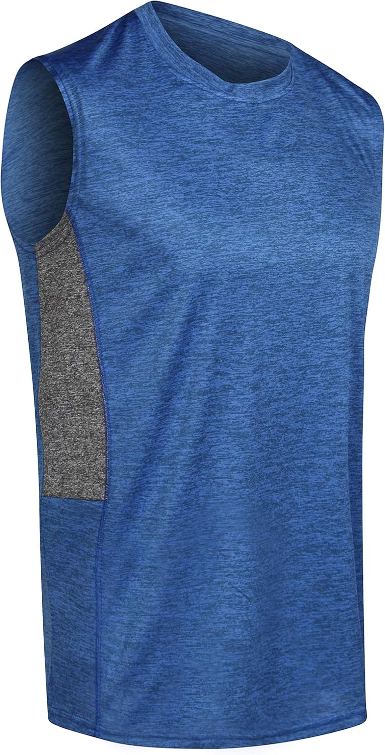 5 Pack: Men's Dry-Fit Active Athletic Tech Tank Top - Workout & Training Activewear: Clothing