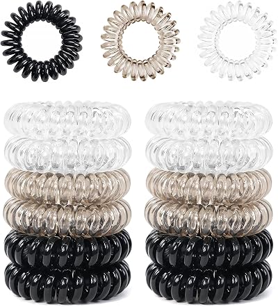 Qufiiry 12 Pcs Spiral Hair Ties Plastic Hair Coil Bands MultiColor