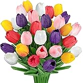 30 Pcs Multicolor Fake Tulips Artificial Flowers for Decoration, Real Touch PU Faux Tulips Flowers Arrangement Artificial Plants Indoor for Home Decor Wedding Mother's Day Spring Easter Decorations