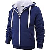 JACKETOWN Athletic Hoodies for Men Heavy Zip Up Sweatshirt Sherpa Fleece Jacket Winter Warmth Coat, Blue, XL