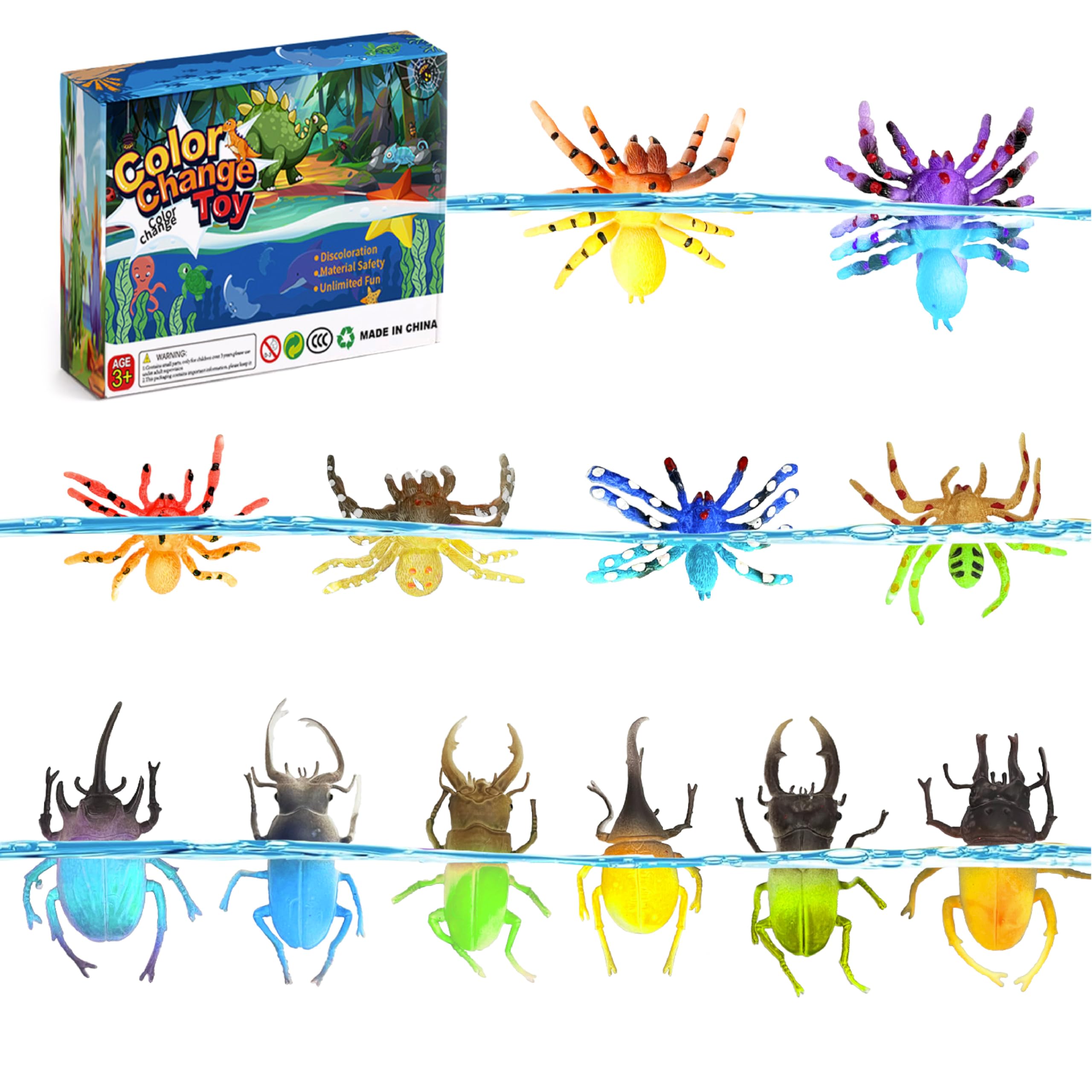 Photo 1 of Spider and Beetle Series-12pcs Temperature Color Change Bath Toys,Water Table Toys for Goodie Bags Fillers,Themed Party,Classroom Rewards,Carnival Prize, for Kids 3+