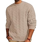 PJ PAUL JONES Mens Sweater Crewneck Cable Knit Pullover Sweater Casual Twist Textured Sweaters