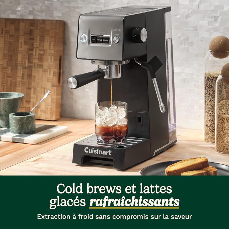® Machine à Espresso Slim | Espresso, Americano, Cold Brew | Mousseur à lait intégré | 15 bars | Porte-filtre sans fond | Compacte | Mug de voyage | Réservoir 1,5L