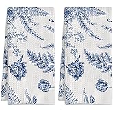 KXWQTRDD 2 Pack Hand Towels Blue Flowers Peonies Roses Kitchen Towel Absorbent Decorative Towels Set for Drying,Cleaning,Cooking,Bathroom,Holiday 16x24 Inches