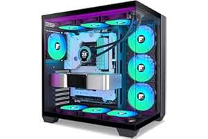 FOIFKIN F600 PC Case - Pre-Installed 7 PWM ARGB Fan, ATX Mid-Tower Gaming PC Case, 270° Panoramic Glass with Type-C, FOIFKIN 