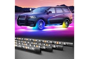 Honalia Underglow Kit for Car, Led Lights for Car, Dream Color Chasing Underglow Lights with Remote Control, 4Pcs LED Lights Strips for Car, SUV, Truck, Golf Cart, Boat, DC 12V