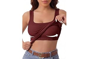 Women's High Elasticity Solid Color Square Neck Vest With Detachable Chest Pad - Ribbed Breathable Activewear Sleeveless