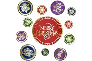 HEBAYY 224 PCS Christmas Stickers, 12 Gold Foil Stamping Design Large Size Seal Labels Sparkling Snowflakes Winter Holiday Decoration for Envelope Seal Christmas Party Supplies Gifts Decors (2” Each)