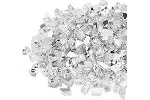 Stanbroil 10-Pound Fire Glass - 1/2 inch Reflective Tempered Fire Glass for Fireplace Fire Pit, Platinum Reflective