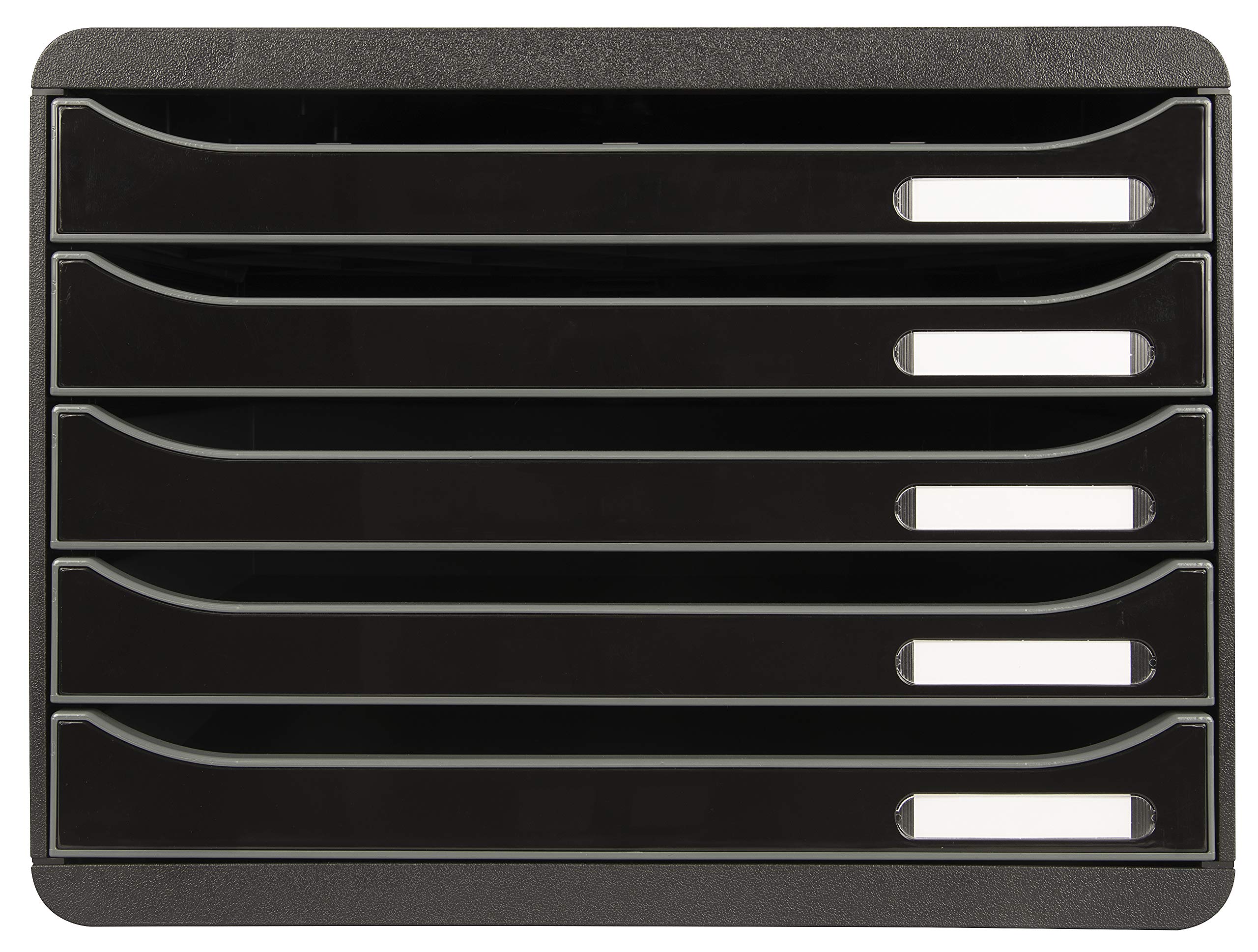 Exacompta - Ref 308714D - Big-Box Plus ECOBlack - 5 Drawer Set - 270 x 355 x 271mm in Size, 43mm Drawer Height, Landscape, Open Drawers for Easy Insertion - Black