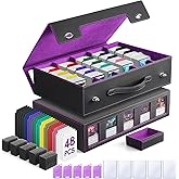 JINSWY 5-Row Trading Card Storage Box with Handle and Commander Display, 3900+ Card Case Includes 5 Top Loaders, 5 Stoppers, 48 Dividers, 1 Dice Tray for MTG TCG PTCG Sports Cards