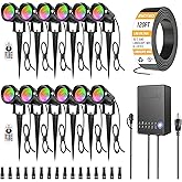 ZUCKEO All-in-One RGB Low Voltage Landscape Lighting Kit, 5W LED Color Changing Landscape Lights with Transformer and 120FT Wire, Outdoor Spotlights for Halloween Christmas Yard Garden Decor, 12Pack
