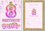 Olivia Samuel 20 Pack 8th Birthday Invitations Pink Gold Glitter UK Printed view 5