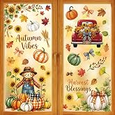 Fall Window Clings Decor Autumn Harvest Thanksgiving Decorations Stickers | 9 Sheets Leaf Pumpkin Scarescow Fall Y'all Truck Decals For Home Office Classroom Indoor Party Cute Festive Holiday Clings