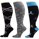 Dr. Motion 3 Pairs Plus Size Women's Wide Calf Compression Knee High Socks Graduated Support