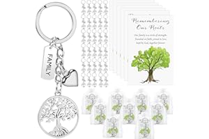Remuuly 40 Sets Family Reunion Favors Tree Keychain Bulk Family Decor with Cards Bags for Class Reunion Gathering Party Gift