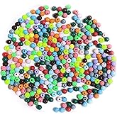 500PCS Chunky Bubblegum Acrylic Beads, 4mm Mixed Colors Tiny Spacer Beads, Plastic Round Pony Bead, Loose Beads Bulk for Jewelry Making DIY Handicrafts Earrings Necklace Bracelet Accessories