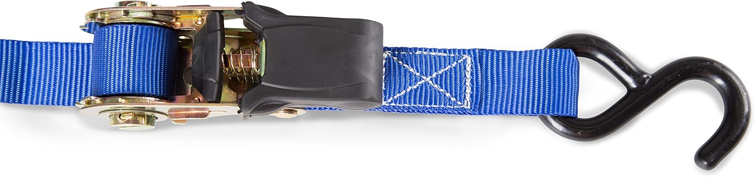 Ratchet Tie Down Straps - 4 Pk - 15 Ft- 500 Lbs Load Cap- 1500 Lb Break Strength- Cambuckle Alternative- Cargo Straps for Moving Appliances, Lawn Equipment, Motorcycle - Includes 2 Bungee Cord - - 