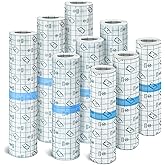 Nuanchu 9 Rolls Tattoo Aftercare Bandage Waterproof Transparent Stretch Adhesive Bandages Tape Clear Tattoo Film Wrap for Swimming, 3 Sizes(8 Inch, 10 Inch, 12 Inch Wide)